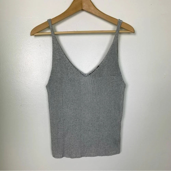 Forever 21 Metallic Silver Knit Tank Crop  Top - Picture 2 of 6